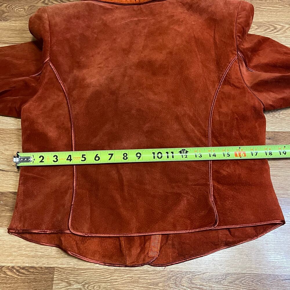 Di Vita Suede Moto Blazer Jacket Size 8 Burnt Orange - Picture 14 of 16